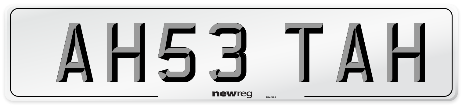 AH53 TAH Number Plate from New Reg